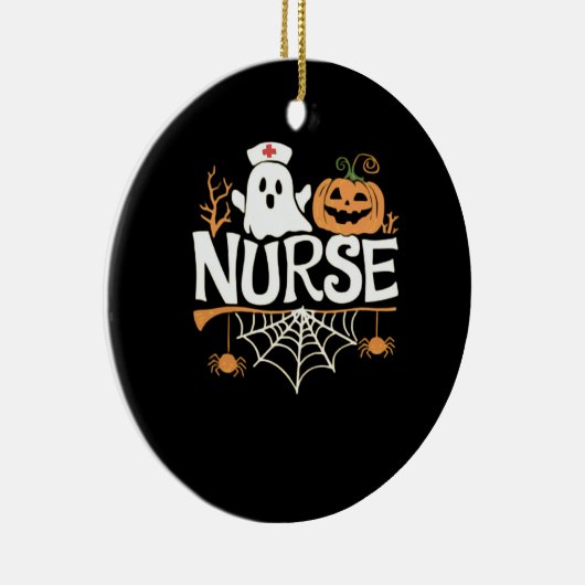 Funny Nurse Halloween Ghost Design Essential T-Shi Keramik Ornament (Rechts)