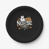 Funny Nurse Halloween Ghost Design Essential T-Shi Pappteller (Vorderseite)