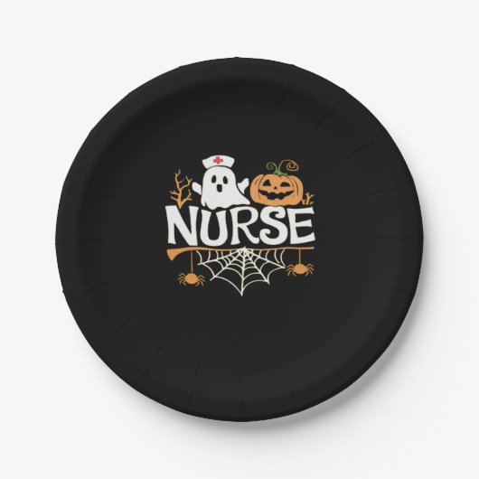 Funny Nurse Halloween Ghost Design Essential T-Shi Pappteller (Vorderseite)