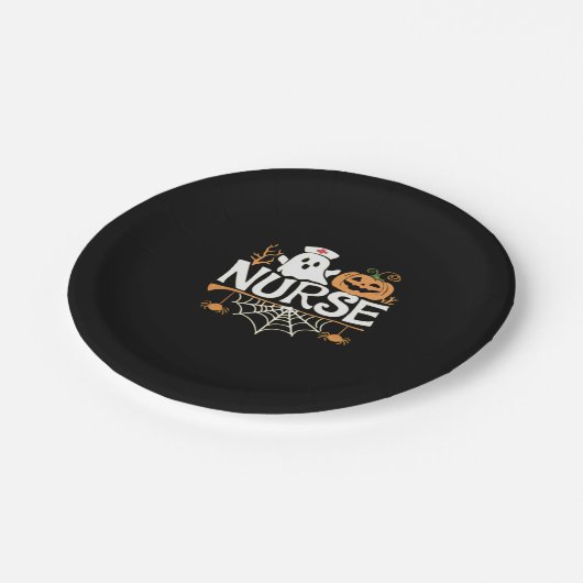 Funny Nurse Halloween Ghost Design Essential T-Shi Pappteller (Schrägansicht)