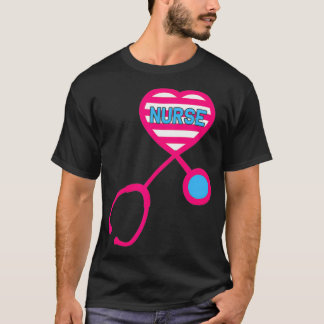 Funny Nurse Heart Stethoscope Liebe Nursing RN LPN T-Shirt