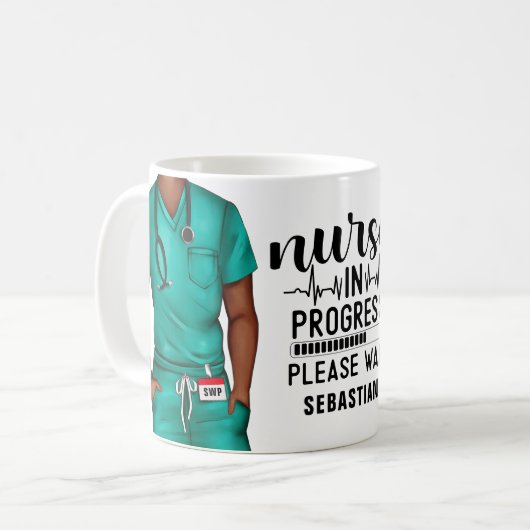 Funny Nurse in Progress Personalisiert Kaffeetasse (Vorderseite Links)