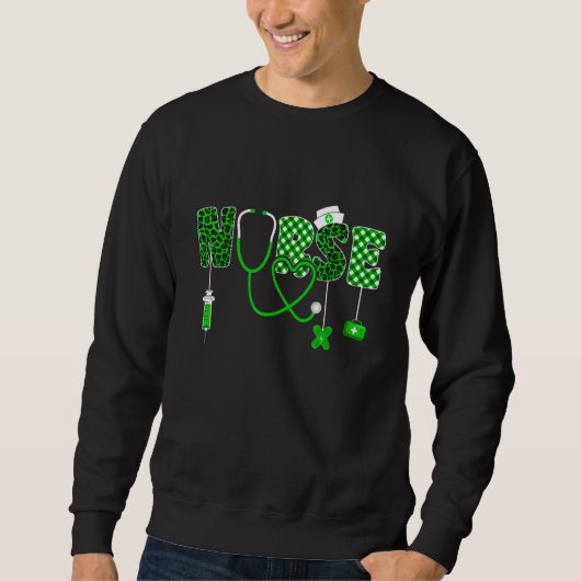 Funny Nurse Kleeblatt St Patrick S Day Irish Leopa Sweatshirt (Vorderseite)