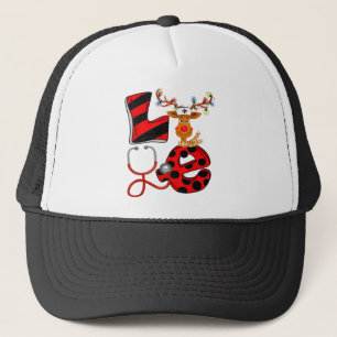 Funny Nurse Liebe Stethoscope Christmas Reindeer C Truckerkappe