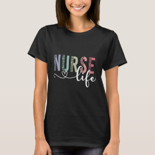 Funny Nurse Life RN LPN CNA Retro Leopard Nurse Wi T-Shirt