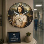Funny Nurse Mona Lisa Große Wanduhr