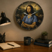 Funny Nurse Mona Lisa Große Wanduhr