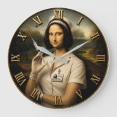 Funny Nurse Mona Lisa Große Wanduhr (Vorderseite)