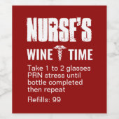 Funny Nurse Prescription Red Medical Party Weinetikett (Einzelnes Label)
