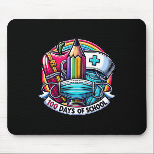Funny Nurse Rainbow 100 Days of School Student Tea Mousepad