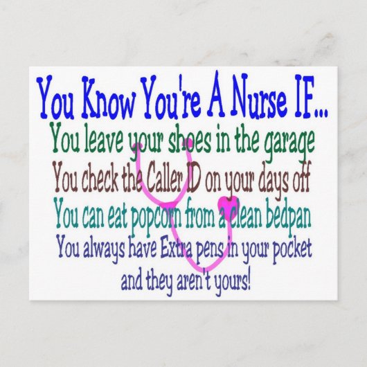 Funny Nurse Redewendungen Postkarte (Vorderseite)
