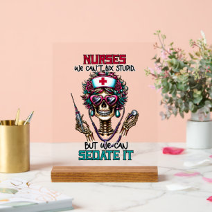 Funny Nurse sedate Wort Art Skelett Acrylschild