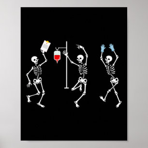Funny Nurse Skeleton Halloween Skeleton Kostüm Poster