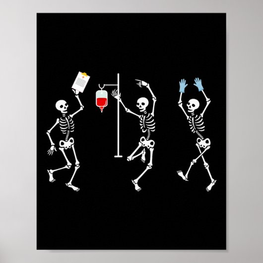 Funny Nurse Skeleton Halloween Skeleton Kostüm Poster (Vorne)