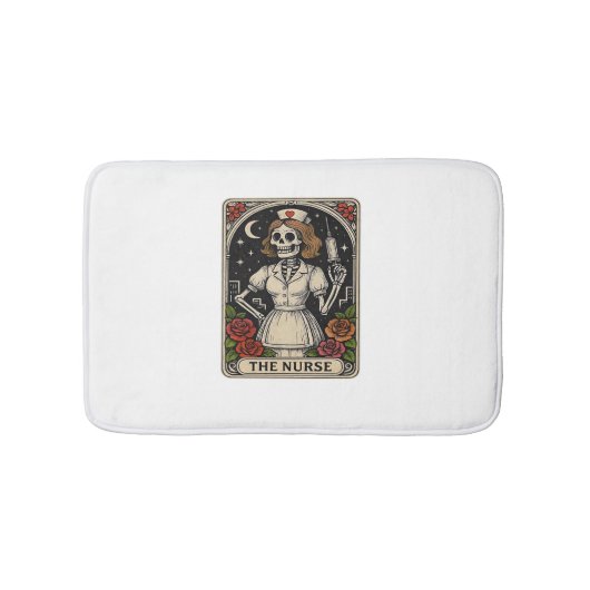 Funny Nurse Skeleton Tarot Card Halloween Nurse Badematte (Vorderseite)