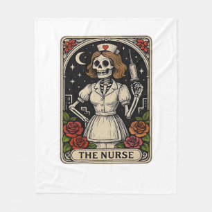Funny Nurse Skeleton Tarot Card Halloween Nurse Fleecedecke