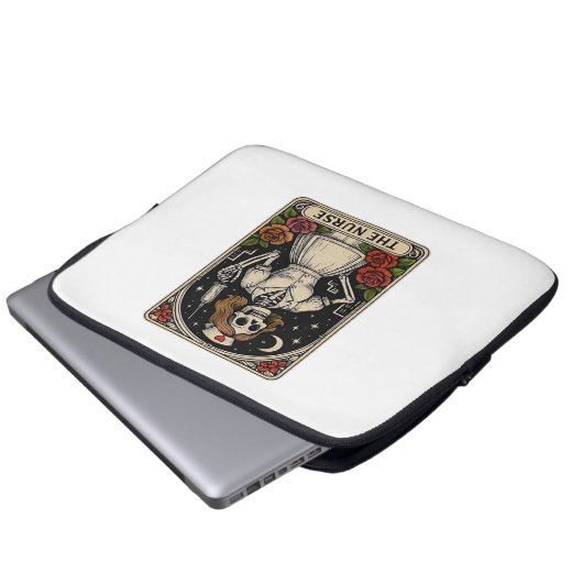 Funny Nurse Skeleton Tarot Card Halloween Nurse Laptopschutzhülle (Vorne Knopf)
