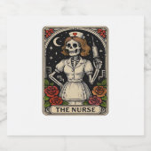 Funny Nurse Skeleton Tarot Card Halloween Nurse Schaumweinetikett (Einzelnes Label)