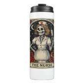 Funny Nurse Skeleton Tarot Card Halloween Nurse Thermosbecher (Vorderseite)