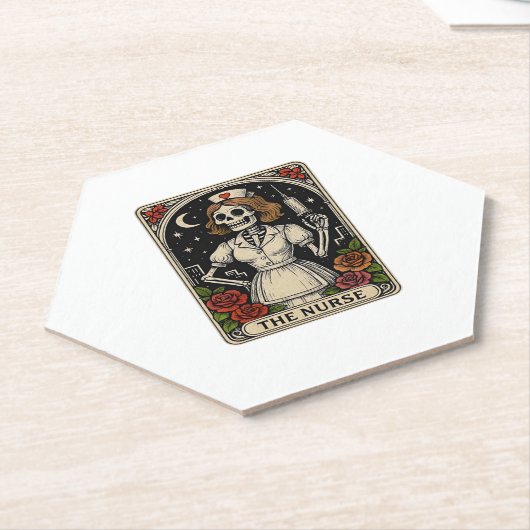 Funny Nurse Skeleton Tarot Card Halloween Nurse Untersetzer (angewinkelt)