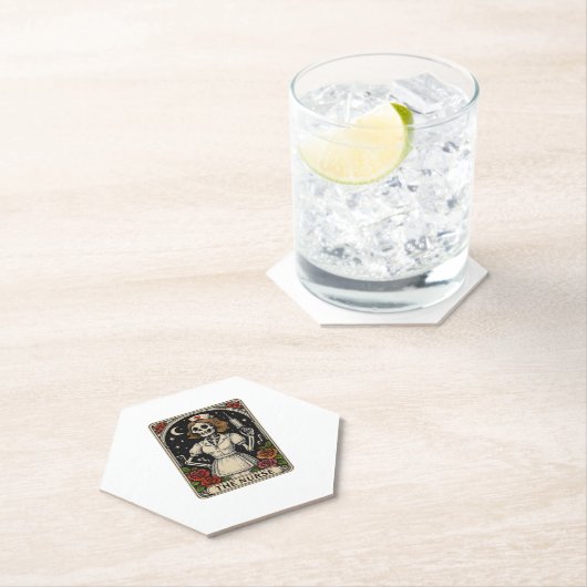 Funny Nurse Skeleton Tarot Card Halloween Nurse Untersetzer (Vor Ort)