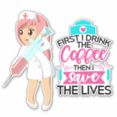 Funny Nurse Sprichwort mit Big Hypodermic Needle Aufkleber (Vorderseite)