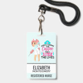 Funny Nurse Sprichwort mit Big Hypodermic Needle Ausweis (Vorderseite mit Schlüsselband)