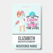 Funny Nurse Sprichwort mit Big Hypodermic Needle Ausweis (Rückseite)