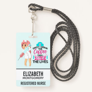 Funny Nurse Sprichwort mit Big Hypodermic Needle Ausweis