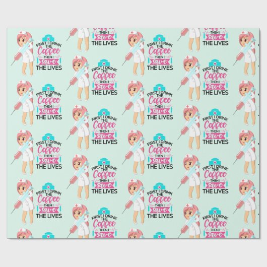 Funny Nurse Sprichwort mit Big Hypodermic Needle Geschenkpapier (Flach)