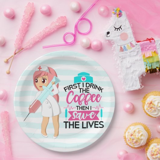 Funny Nurse Sprichwort mit Big Hypodermic Needle Pappteller (Party)