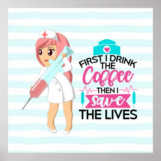 Funny Nurse Sprichwort mit Big Hypodermic Needle Poster (Vorne)