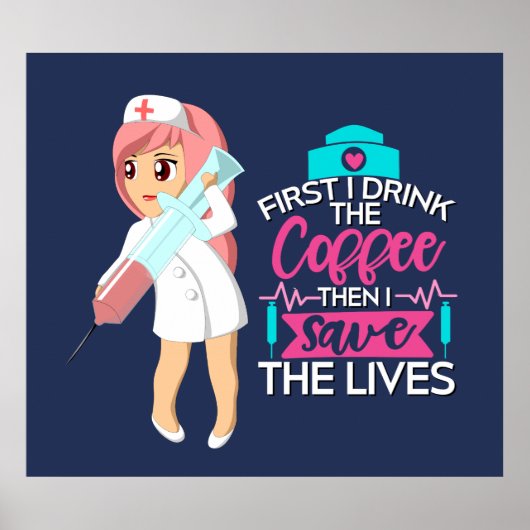 Funny Nurse Sprichwort mit Big Hypodermic Needle Poster (Vorne)