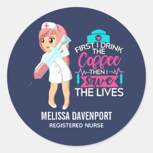 Funny Nurse Sprichwort mit Big Hypodermic Needle Runder Aufkleber