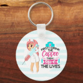 Funny Nurse Sprichwort mit Big Hypodermic Needle Schlüsselanhänger (Vorderseite)