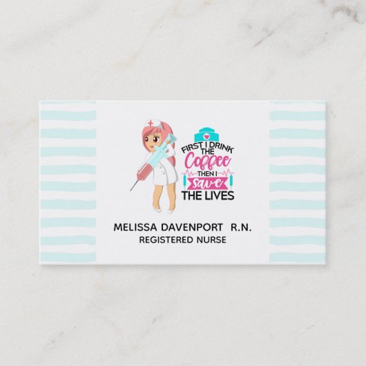 Funny Nurse Sprichwort mit Big Hypodermic Needle Visitenkarte (Vorderseite)