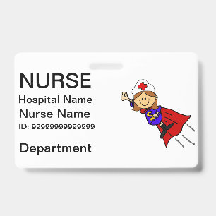Funny Nurse Superhero ID Abzeichen Ausweis