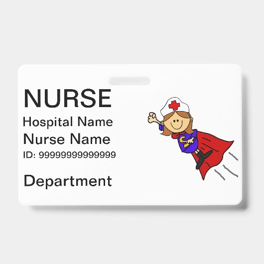 Funny Nurse Superhero ID Abzeichen Ausweis (Vorderseite)