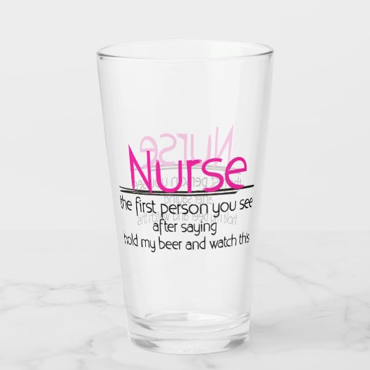 Funny Nurse und Bierwörter Glas (Rückseite)