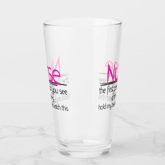 Funny Nurse und Bierwörter Glas (Links)