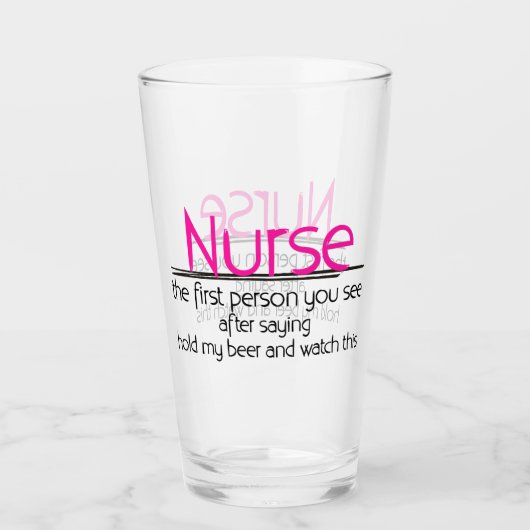 Funny Nurse und Bierwörter Glas (Vorderseite)