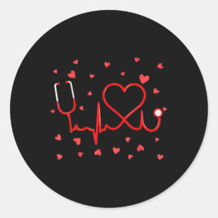 Funny Nurse Valentine Day Heart Stethoscope Nursin Runder Aufkleber
