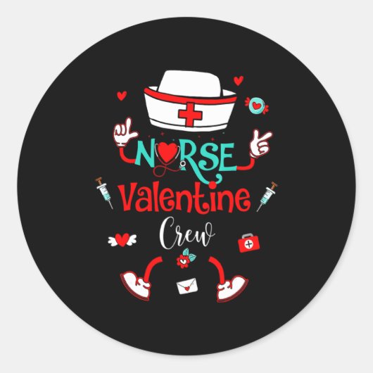 Funny Nurse Valentines Day Nurse Crew Family Group Runder Aufkleber (Vorderseite)