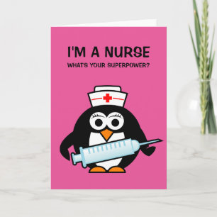 Funny nursing greeting card cute penguin nurse karte