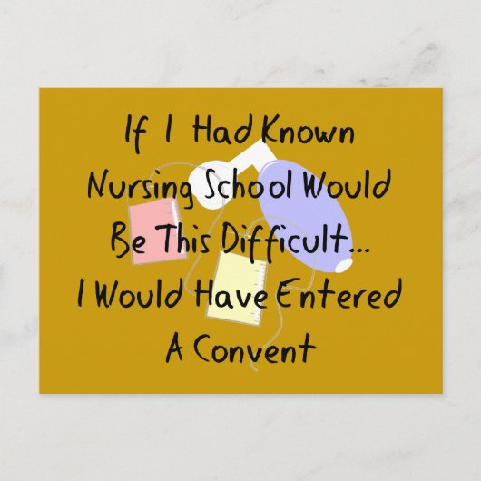 Funny Nursing Student "Entering A Convent" Geschen Postkarte (Vorderseite)
