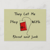 Funny Nursing Student Geschenke "Blut und Junk" Postkarte (Vorderseite)