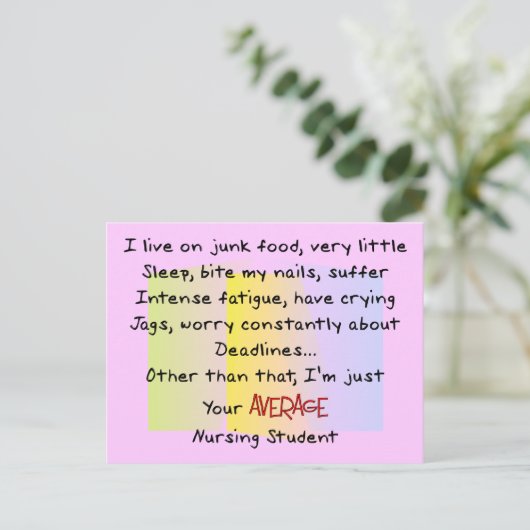 Funny Nursing Student Geschenke Postkarte (Stehend Vorderseite)