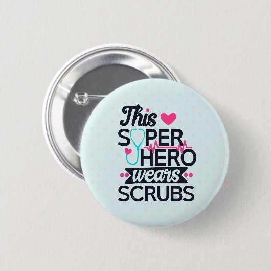 Funny Nursing Superhero Sprichwort Typografie Button (Vorne & Hinten)