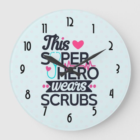 Funny Nursing Superhero Sprichwort Typografie Große Wanduhr (Vorderseite)