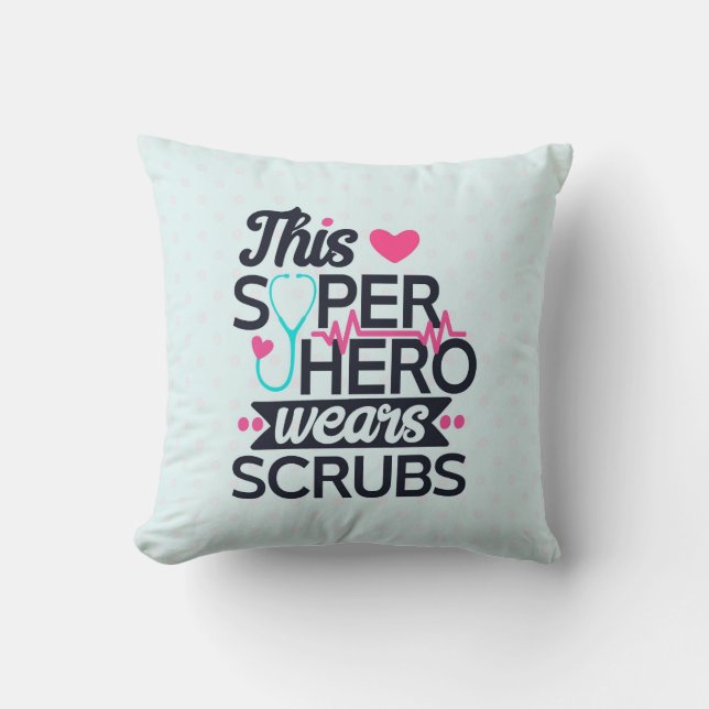 Funny Nursing Superhero Sprichwort Typografie Kissen (Vorderseite)